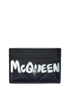 Alexander McQueen Skull Graffiti Leather Card Case Women