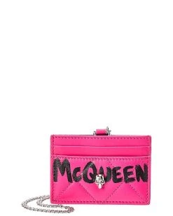Alexander McQueen Skull Quilted Leather Card Holder On Chain Women