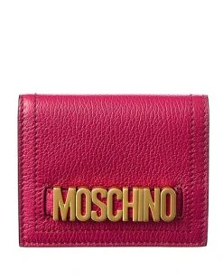 MOSCHINO Logo Leather Compact Wallet Women