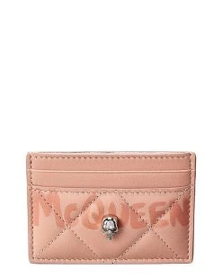 Alexander McQueen Skull Graffiti Leather Card Case Women