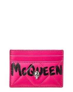 Alexander McQueen Skull Graffiti Leather Card Case Women