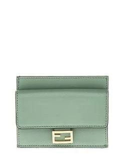 FENDI FF Embossed Leather Baguette Card Holder Women